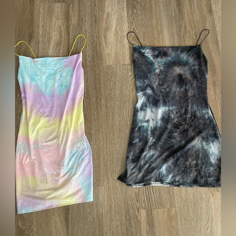 Zaful Tie-Dye Mini Dresses - Multicolor and Black